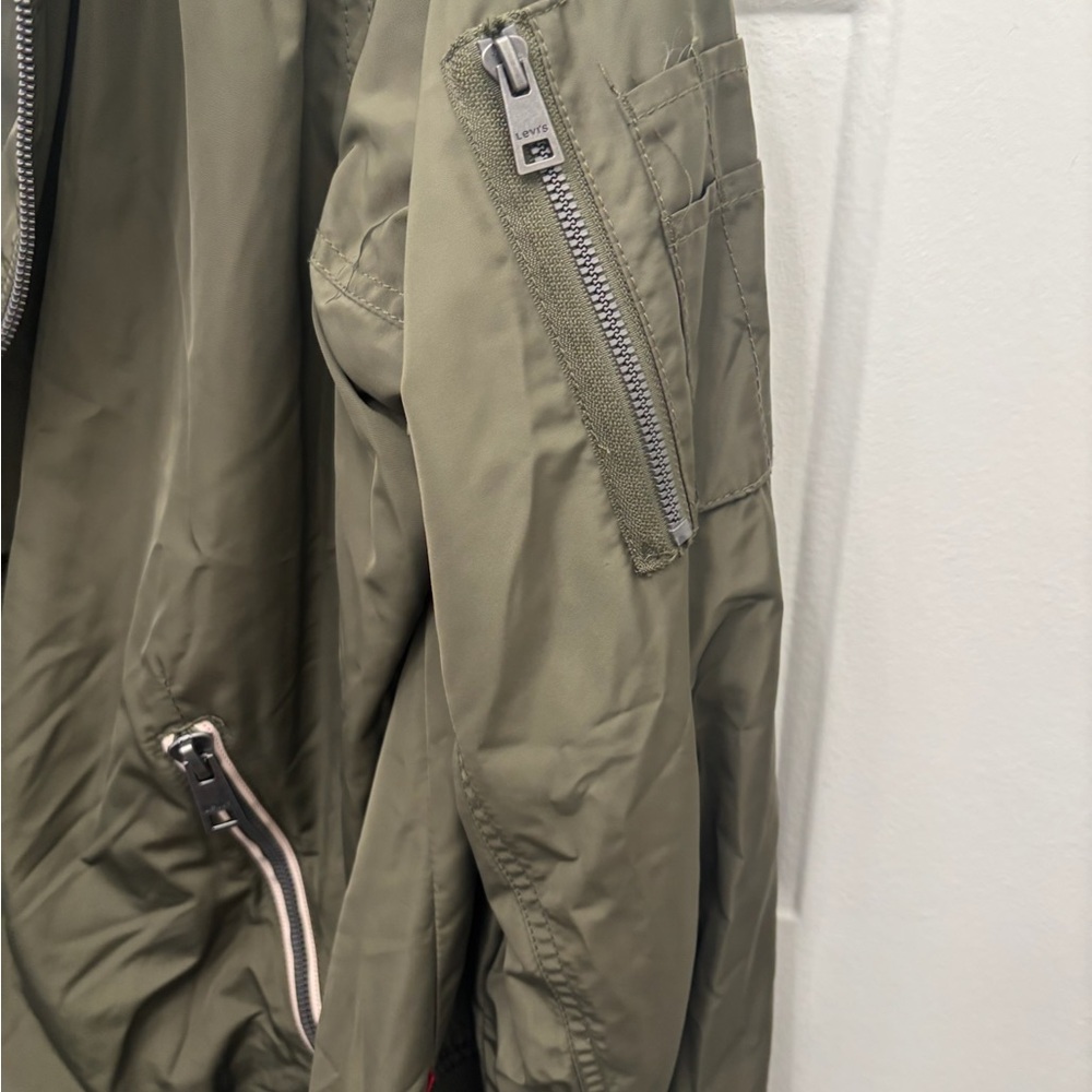 Levi’s Olive Green Bomber Jacket Zip Front Utility Coat - Picture 5 of 5